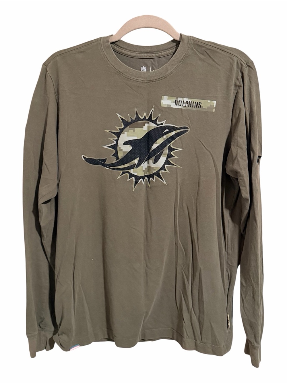 Nike Dolphins Salute To Service Dri-FIT Long Sleeve Shirt Mens M NFL